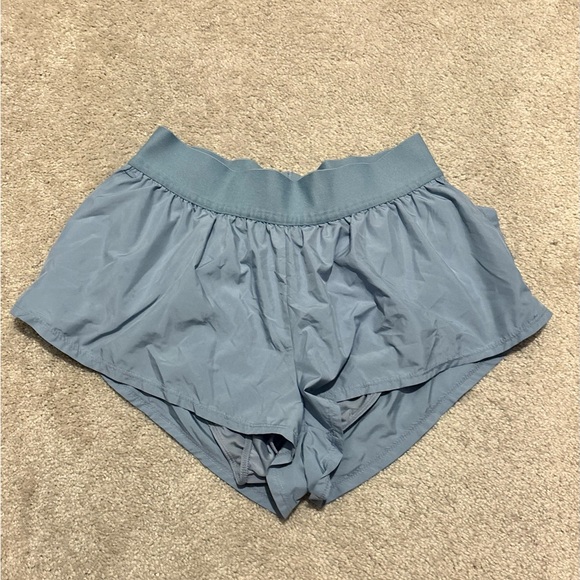 Free People Sky Blue Athletic Ruffle Shorts - Picture 2 of 5
